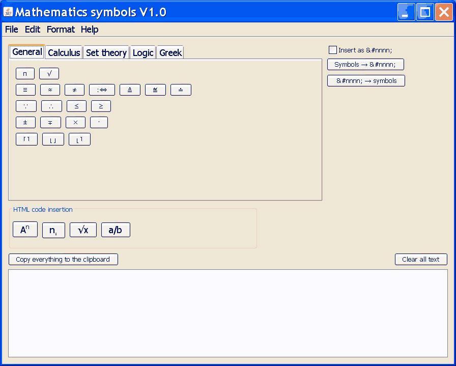 MathSymbols screenshot