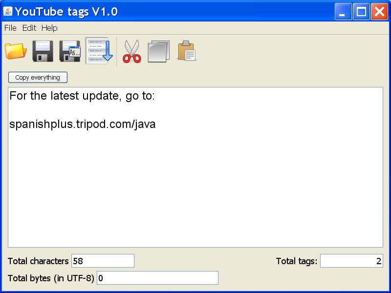 screenshot of YouTubeTags